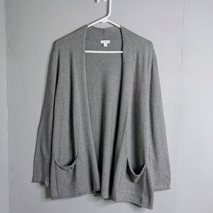 J Jill Pure Jill Gray Cotton Cashmere Blend Cardigan S Small